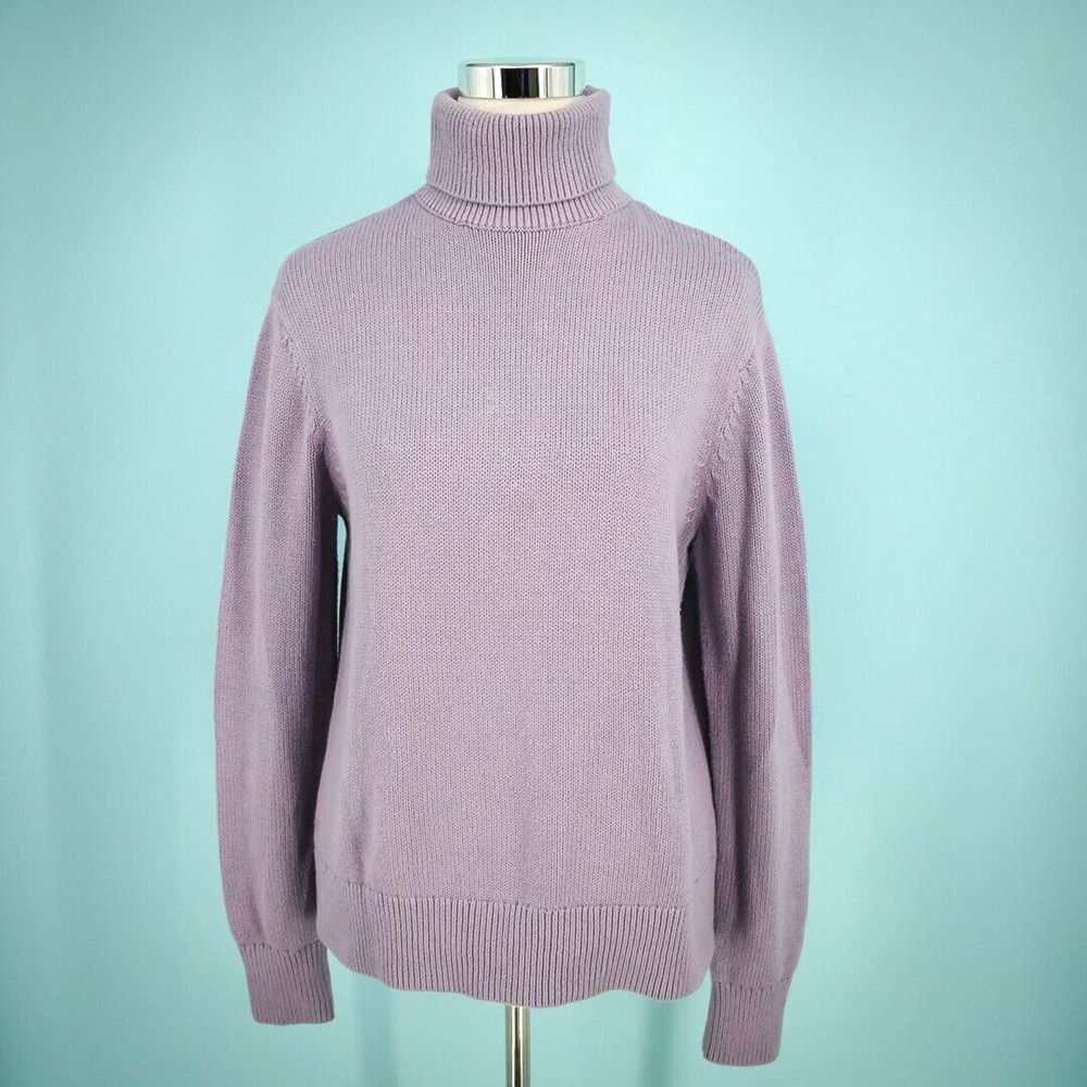 TNA Aritzia Size 2XS XXS Purple York Turtleneck Long Sleeve Cotton Knit Sweater